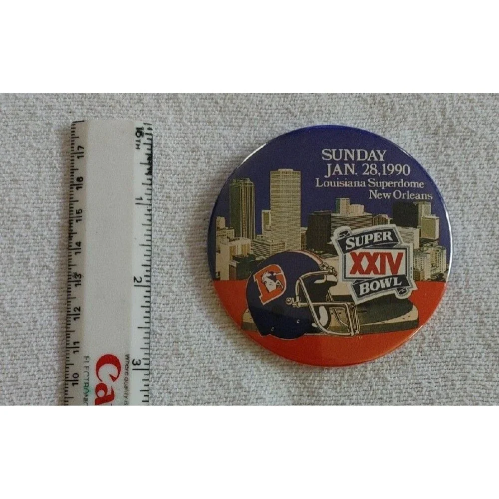 Denver Broncos 1989-90 AFC Champions Super Bowl XXIV 2 Button Pin Lot NFL